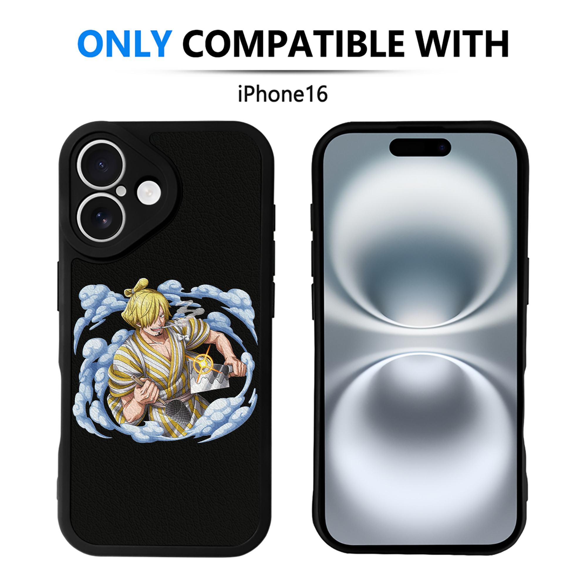 （画像用） ワンピース サンジ ONE PIECE Sanji 【iPhone 16シリーズ対応】シリコンスマホケース（レザー調） 材質：シリコン